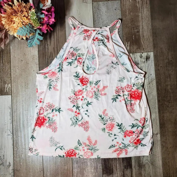 Flora by Flora Nikrooz Sleeveless Floral Blouse Keyhole Back Size Large - Picture 7 of 15